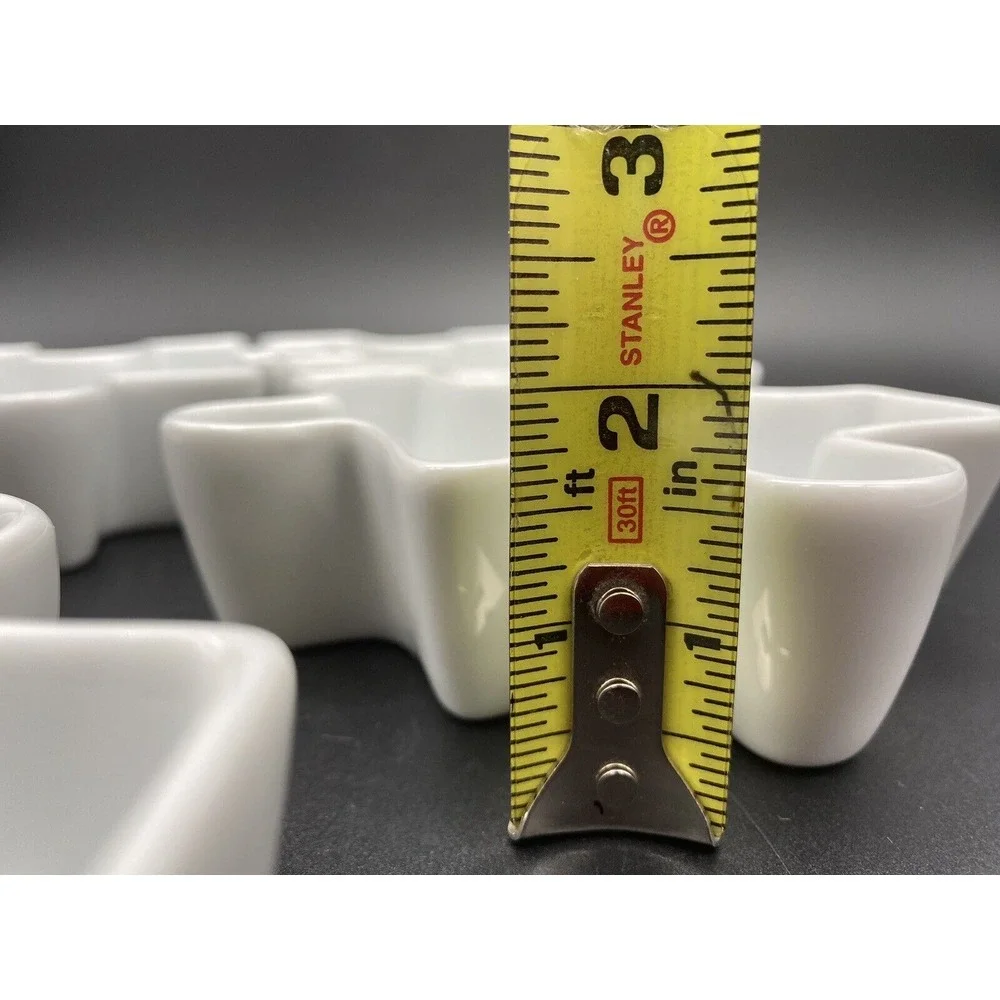 4 JIGSAW PUZZLE‎ PIECES CONDIMENT BOWLS DIPPING SAUCE WHITE Made In France